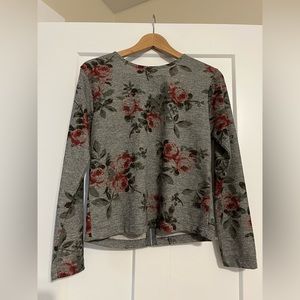 Gray Sweatshirt with Floral Print